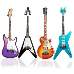 lot 14049 image: Suartus Miniature Guitar Bass Set 112 Scale 4-Piece