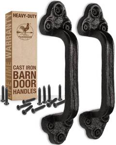 lot 14085 image: My Fancy Farmhouse Barn Door Handles Set of 2 Black Cast Iron 9