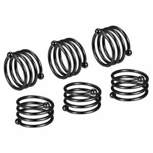 lot 14135 image: uxcell Metal Napkin Rings Set of 6, Spiral Black