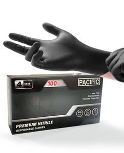 lot 14156 image: Pacific PPE 4 Mil Black Nitrile Disposable Gloves Sz. S