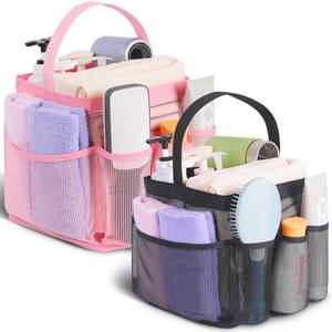 lot 14207 image: EUDELE 2 Pack Mesh Shower Caddy Portable for College Dorm Room Essentials, Shower Caddy Dorm with 9-Pocket Large Capacity,Shower Bag for Beach,Swimming,Gym All BlackAll Purple