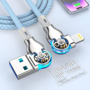 lot 14227 image: Bidirectional 90 Degree iPhone Charging Cable, 6FT 180°Rotating Left & Right Angle Lightning Charger Cable, High Speed Data Sync iPhone Charging Cord for iPhone 14131211ProMAXXRXS87Plus6S