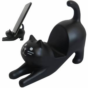 lot 14234 image: Meroqeel Cute Cell Phone Holder Stand for Desk, iPhone Mount for Office Tablet Accessories Gifts, Cool Desktop Decor Gadgets to Support Your Cellphone for Men Women Boys Girls - Kawaii Black Cat