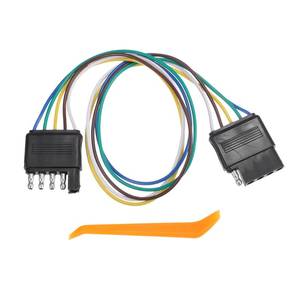 lot 14244 image: INFINAUTO 5 Way Flat Trailer Wire Extension, 18 Inch Vehicle-Side and Trailer-Side 5-Pin Flat Wiring Harness 18 Guage Male and Female Trailer Wire Connector for Trailer Towing