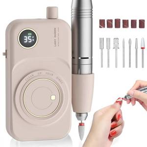 lot 14253 image: Portable Nail Drill Electric File 35000RPM Professional Rechargeable Nail E File Machine,for Acrylic Nails Gel Polishing Removing, Cordless Efile with Bits Kit for Manicure Salon Home (Pink)