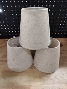 lot 14258 image: Lamp Shades Drum Shaped Cream Linen Set of 9