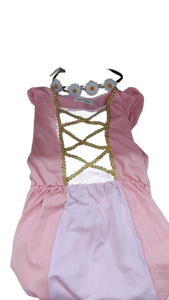 lot 14269 image: Lovely Mermaid Pink Princess Dress with Gold Lace and Flower Crown