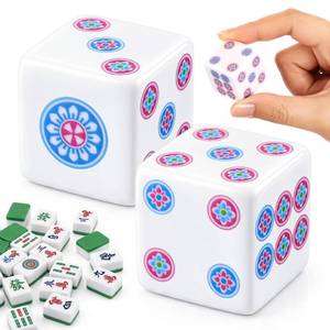 lot 14280 image: Motionchic 2 Pcs Mahjong Dice Set, 25 mm Acrylic Square Dice