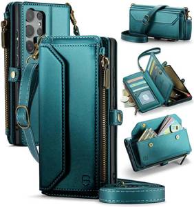 lot 14288 image: Strapurs for Samsung Galaxy S25 Ultra - Zipper Strap Wallet Case, Bluegreen
