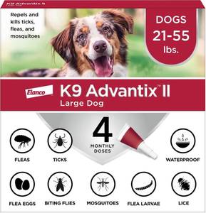 lot 14289 image: K9 Advantix II Large Dog Vet-Recommended Flea, Tick & Mosquito Treatment & Prevention  Dogs 21 - 55 lbs.  4-Mo Supply