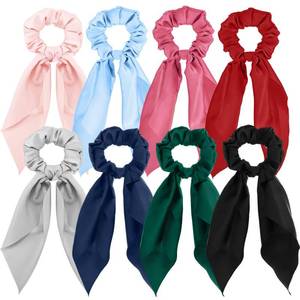 lot 14305 image: 8 Pcs Satin Bow Scrunchies, Bow Hair Ties for Women and Girls