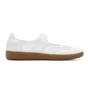 lot 14307 image: Mary Jane Sneakers for Women Slip on Ballet Walking Flats,Lace White,9.5