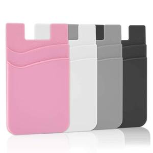 lot 14320 image: SS Card Holder for Back of Phone, Cell Phone Wallet Stick-on Credit Card Sleeve Pocket Silicone Pouch Compatible for iPhone, Samsung Galaxy and Most SamrtPhones 4 Pack