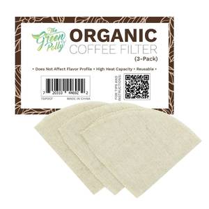 lot 14329 image: TGP Organic Hemp Cloth Coffee Filter Cone No. 4, 3-Pack, Cotton Cloth Coffee Filters