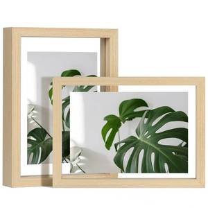 lot 14349 image: Egofine 5x7 Floating Frames Set of 2, Double Plexiglass Picture Frame, Made of Solid Wood Display Any Size Photo up to 5x7, Wall Mount or Tabletop Standing, Natural Wood