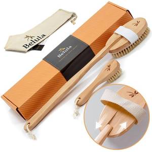 lot 14350 image: Belula 100% Boar Bristle Dry Brushing Body Brush Set, Face Brush, Gloves