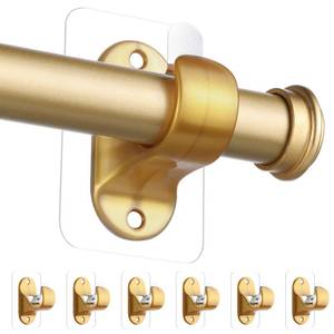 lot 14370 image: ANDGOO 6 Pack Curtain Rod Brackets No Drilling, Gold Curtain Hooks