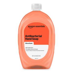 lot 14387 image: Amazon Basics Liquid Hand Soap Refill, Light Moisturizing, Triclosan-Free, Phthalate-Free, Paraben-Free, Citrus, 50 Fl Oz (Pack of 1) (Previously Solimo)