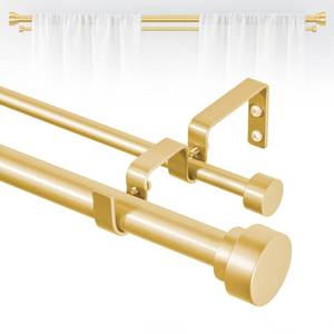lot 19073 image: TANGWIN Gold Double Curtain Rod 66-120 Inch