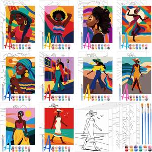 lot 19075 image: Blosssound 10-Set Pre-Printed Canvas Painting Kit with Easels