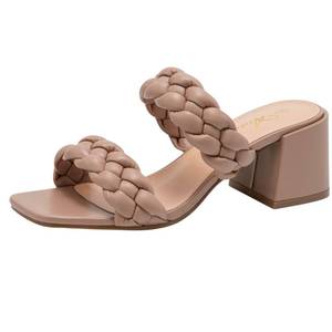 lot 19083 image: Athlefit Braided Heels Women Square Toe Nude Size 7.5