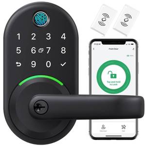 lot 19113 image: Yamiry Smart Door Handle Lock with Keypad and Fingerprint