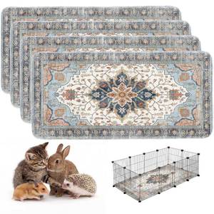 lot 19121 image: FXO Washable Guinea Pig Pee Pads 24x48 Blue Floral 4-Pack