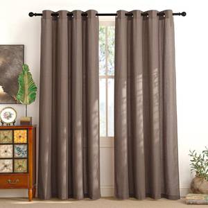 lot 20002 image: Nicetown Linen Grommet Curtains 55W x 96L Brown 2-Panel