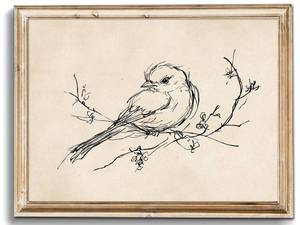 lot 20024 image: Uniro Minimalist Bird Line Drawing Canvas Print 8x10