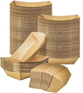 lot 20035 image: MotBach 100 Pack 2lb Paper Food Trays, Brown