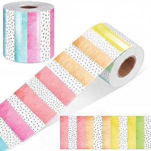 lot 20068 image: Zonon Bulletin Board Border Stripe 65 Ft Watercolor Polka Dots