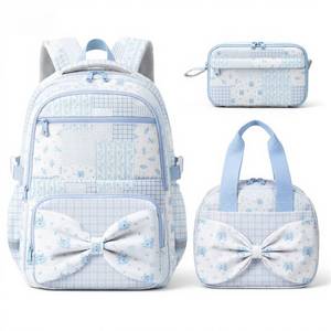 lot 20437 image: WOBAGMEN 3-Piece Girls Backpack Set with Lunch Bag & Pencil Case (BLACK, BACKPACK ONLY)