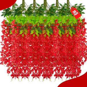 lot 20439 image: ZEBMOON 36 Pack Red Wisteria Hanging Flowers Garland