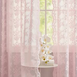 lot 20445 image: YJ YANJUN Vintage Lace Curtain Panels 52W x 84L Pink