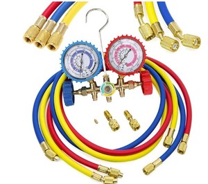 lot 2456 image: Manifold Gauge Set with Hoses and Instruction Manual
