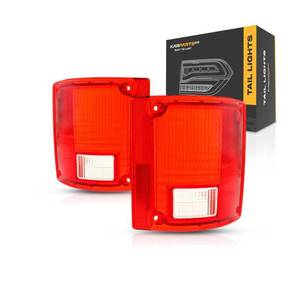 lot 1889 image: CarLights360 For 1973-1991 Chevy Pickup Tail Light Lens Driver and Passenger Side Pair  Plastic  Red and Clear  Replacement For GM2808111, GM2809111  5965775