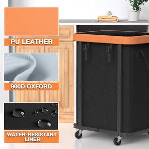 lot 1890 image: Laundry Hamper with Wheels,150L Leather Patchwork Clothes Hamper Black