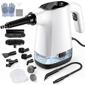 lot 1899 image: Handheld Steam Cleaner, Portable Steamer for Cleaning with 18PCS Accessories, 12s Fast Heating, Pressurized Steam Cleaner for Home, Kitchen, Bathroom, Car Detailing, Window, and Clothes, White