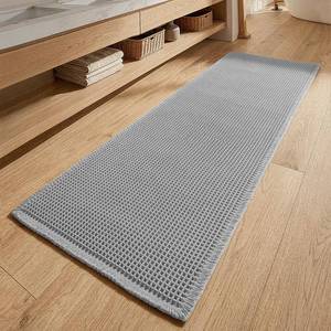lot 1902 image: MIULEE Waffle Bathroom Runner Rugs Long Bath Mat 2x6(24x72) Light Grey
