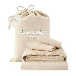 lot 1907 image: EcoBedsoNight Linen Sheets Queen Size, Cotton Linen Bed Sheets, Breathable, Durable Bed Sets 18 Deep Pocket(Natural Linen)