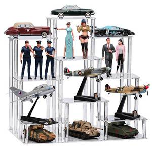 lot 1910 image: NyTfxkeJ Clear Acrylic Display Risers Stand Shelf, Acrylic Stands Display for Action Figures Collectibles Perfume Organizer Stand,Pop Figures Stand Risers for Decorating & Organizing (9 Tier)