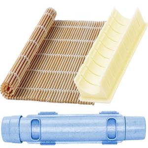 lot 1929 image: Sushi Making Kit with Bamboo Sushi Mat, Sushi Cutting Mold & Sushi Bazooka, Better Than Single Sushi Mats or Molds, Food-Grade, Beginner Friendly Sushi Maker Set for Perfect Homemade Maki Rolls