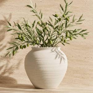 lot 1931 image: YVTVY Ceramic Vase 6.7, Textured Ribbed Flower Vase for Pampas Grass, Cream Beige Wabi-Sabi Handmade Pottery Vase, Rustic Farmhouse Table Centerpiece for Entryway Shelf Nightstand Decor