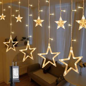 lot 1936 image: MYGOTO 8.2FT 126L Warm White Christmas Star Icicle Curtain Lights Indoor