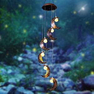 lot 1938 image: Tryme Solar Moon Wind Chimes Outdoor Solar Lights Windchimes Waterproof Hanging Decorations Gifts for Garden Patio Birthday Thanksgiving Home Party