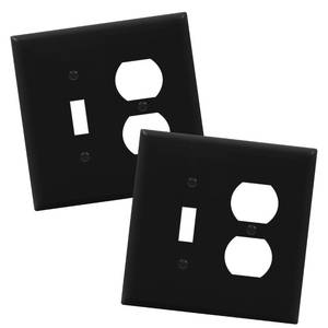 lot 2161 image: ENERLITES 2-Gang ToggleDuplex Combination Wall Plate, Black