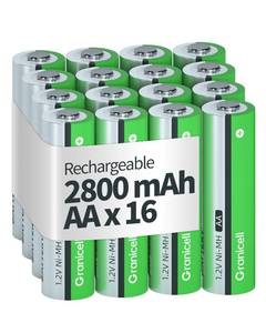 lot 2163 image: Granicell 16-Pack NiMH Rechargeable AA Batteries