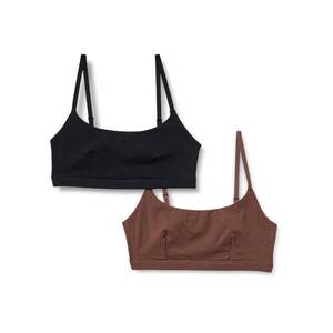 lot 2180 image: Amazon Essentials Womens Cotton Jersey Scoop Bralette, Pack of 2, Black  Rich Hazel, X-Large