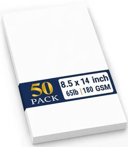 lot 2185 image: 50 Sheets White Cardstock 8.5 x 14, 65 lb Card Stock Paper, Legal Size Printer Cardstock for Invitations, Greeting Cards, Card Making, Crafting, Die Cutting and DIY Projects