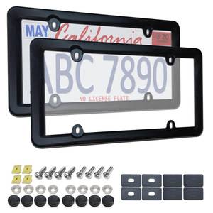 lot 2194 image: RCKJNJ License Plate Covers Frames, Clear Flat & Black Plastic, 2 Sets